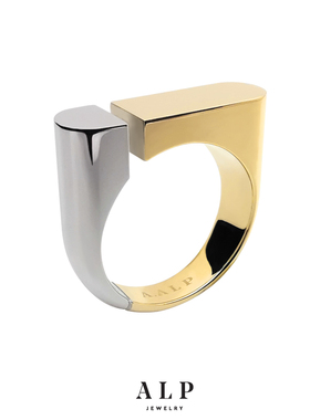 ALP JEWELRY官方正品联名款早安系列设计师品牌撞色不对称戒指