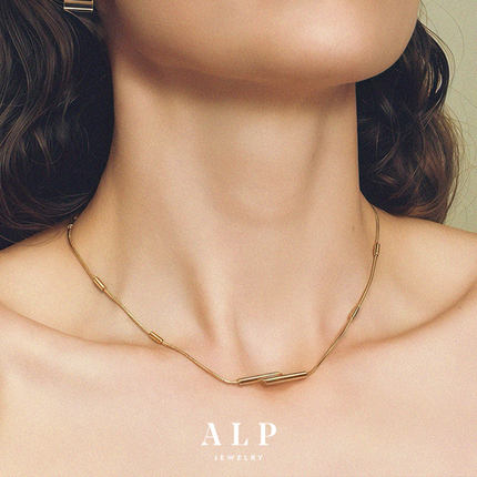 官方ALP JEWELRY 她 法式轻奢项链简约百搭锁骨链叠戴14K镀金
