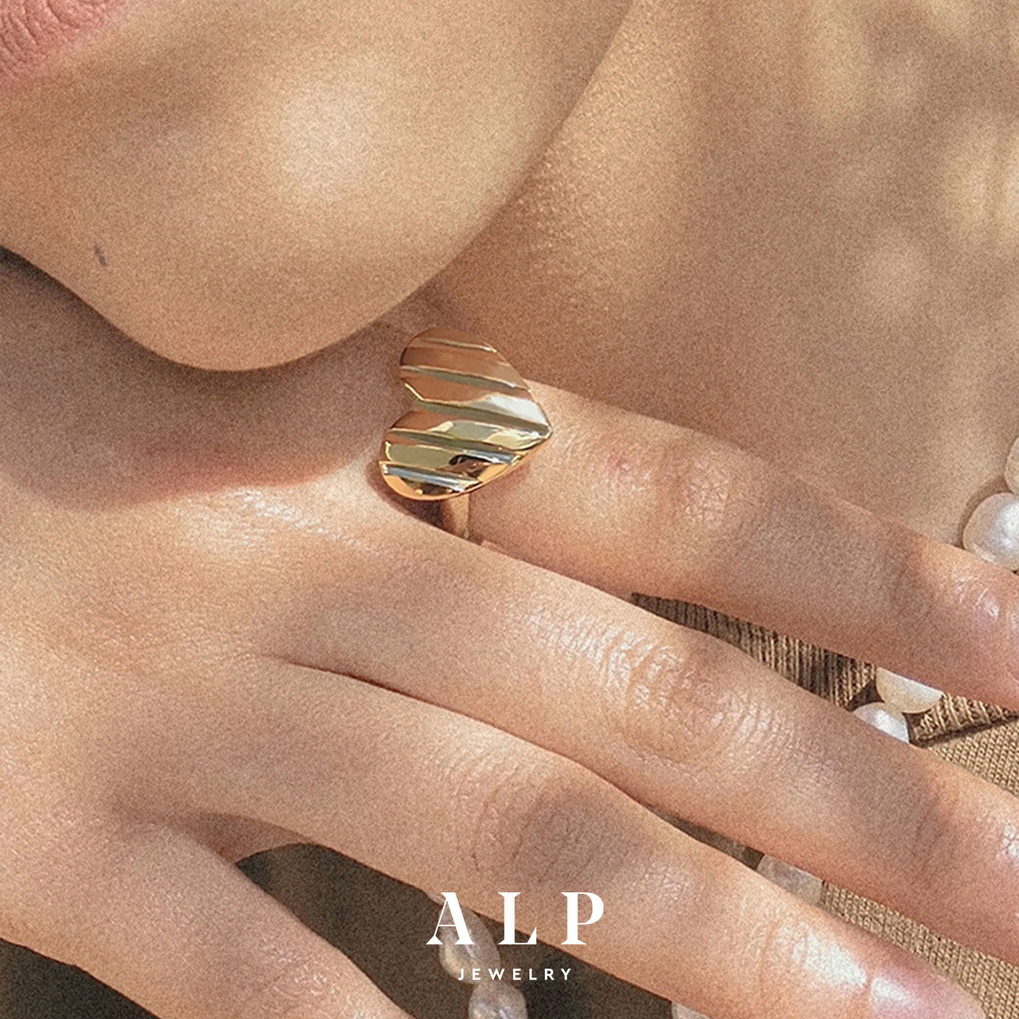 官方ALP JEWELRY爱心切割设计戒指法式14K镀金指环精致小众独特