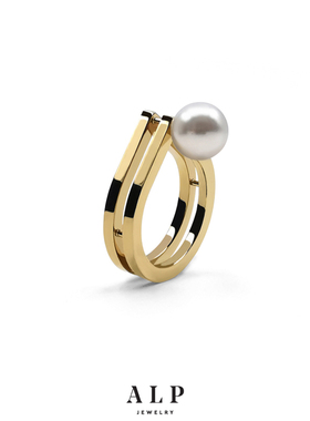 官方ALP JEWELRY高级感轻奢ZERO欧美设计师个性双层水滴珍珠戒指