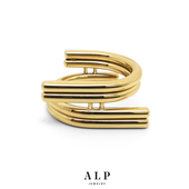 官方ALP JEWELRY独你无二系列设计师品牌个性 独特金色U型四层戒指