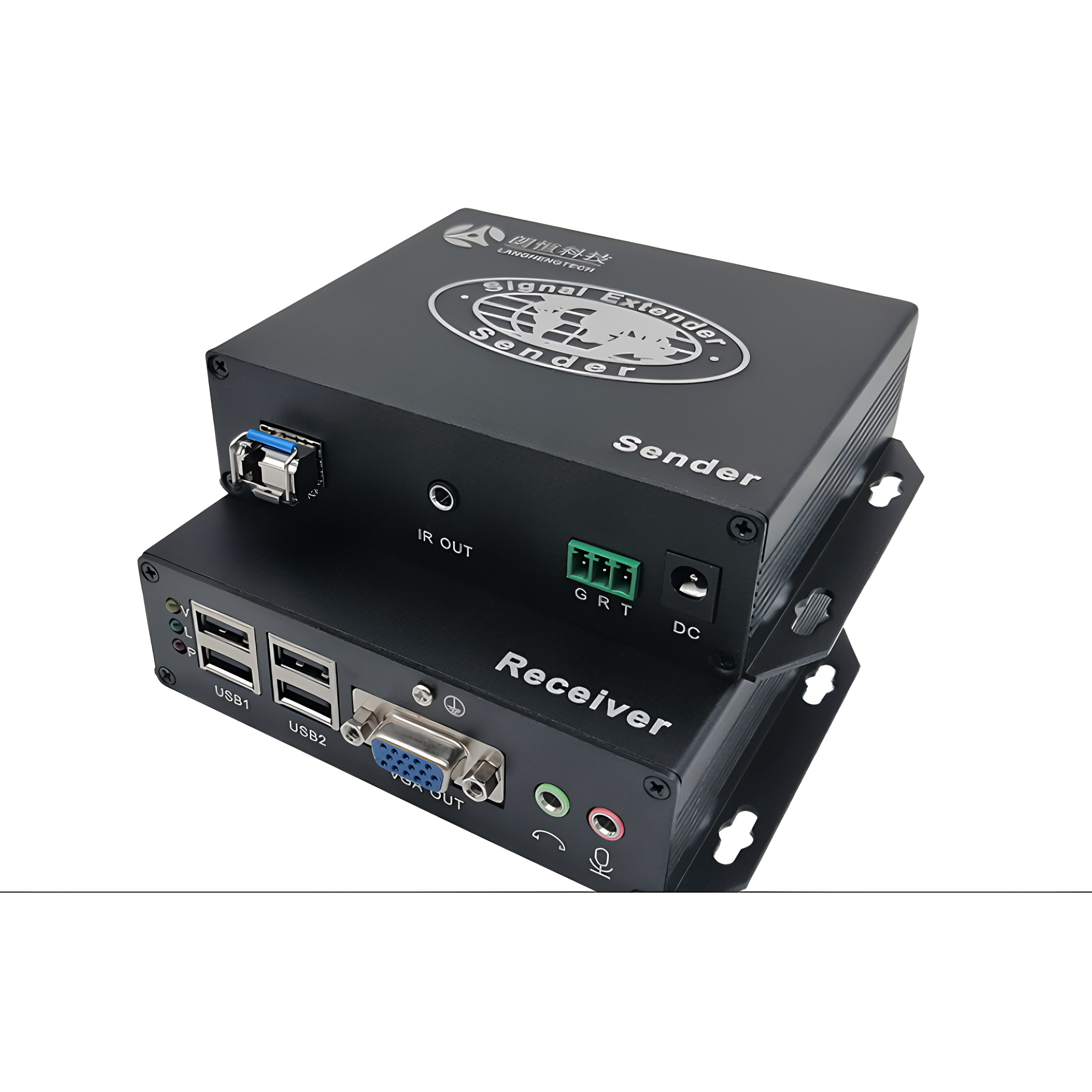 朗恒vga KVM光端机UVO-3VUAS捷弘讯VGA+USB2.0+双向音频+双向RS232+红外光纤高速传输20KM