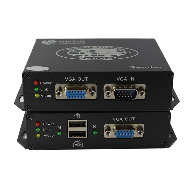朗恒kvm网线延长器UKVM-100HDU USB键鼠vga视频RJ45转vga延长器放大器100米200米监控硬盘录像