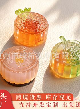 中秋复古透明带灯月饼冰箱贴