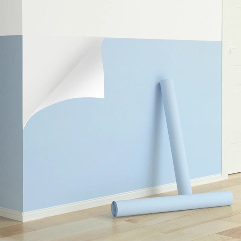 纯色蓝色遮丑炕围墙纸墙裙贴纸自粘大炕墙围墙贴墙围子壁纸遮丑