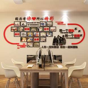 饰标语员工风采墙 励志照片墙3d立体墙贴企业文化背景公司办公室装