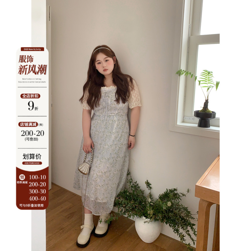 徐达布胖MM大码碎花连衣裙女2023年夏季裙子质感高级感法式茶歇裙