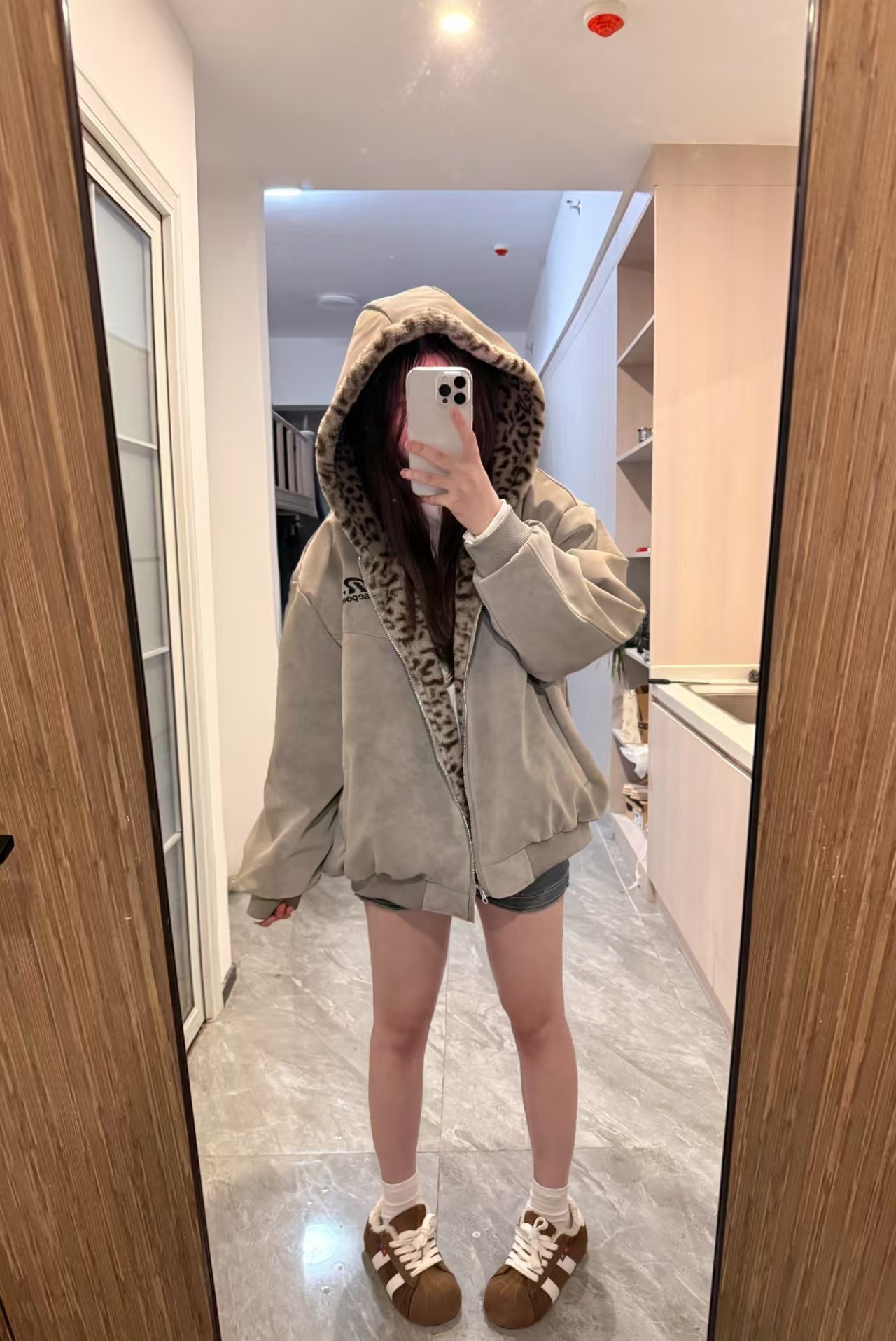 衣简衫美式复古两面穿豹纹外套女冬季宽松加厚加绒刺绣工装夹克衫,女装/女士精品,短外套,淘宝优惠券,粉丝福利购,淘宝优惠卷