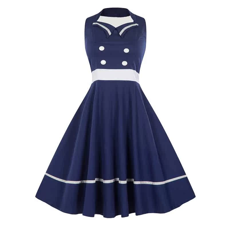 This plus-size dress is a retro-inspired navy style halter|msdalam kategori Butik wanita / wanita, wanita saiz besar - dari Buy2taobao.com untuk memberikan perkhidmatan ejen Taobao profesional membeli