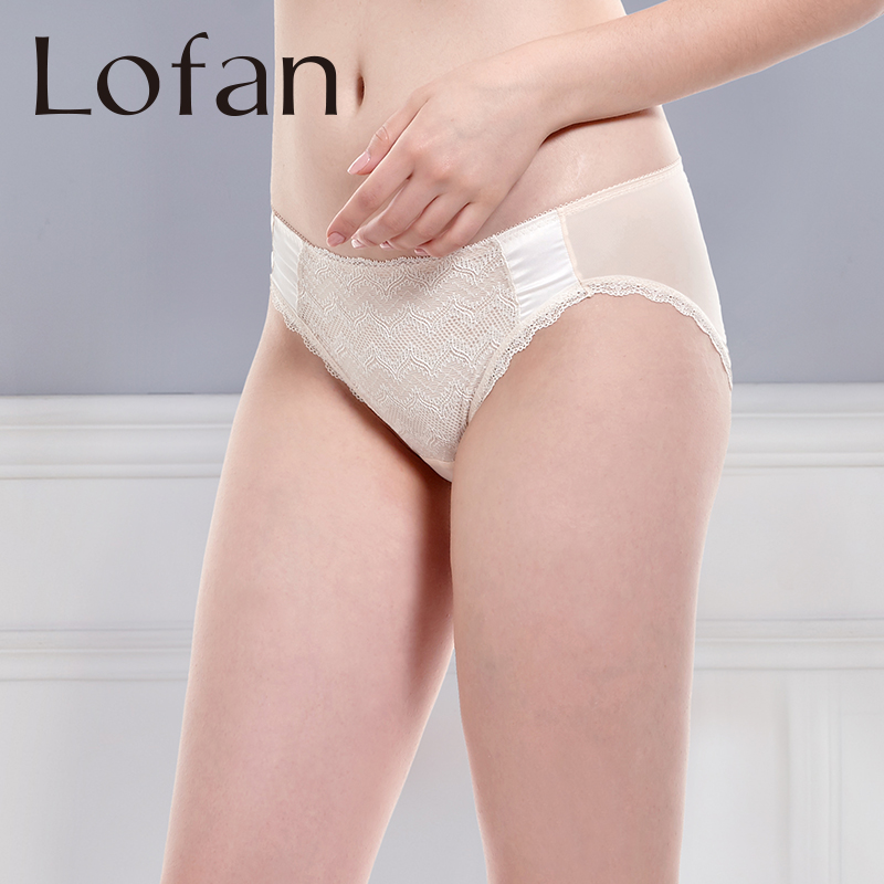 Lofan中腰三角裤蕾丝舒适包臀性感柔滑内裤女5162