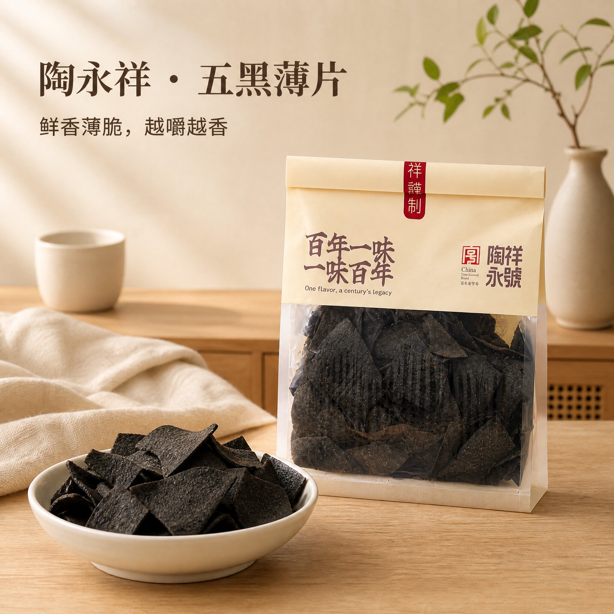 陶永祥五黑薄片袋装薯片薄脆入味粗粮解馋追剧休闲小零食谷物食品