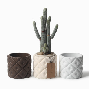 北欧风格 抽象创意盆栽小盆栽绿植有孔花盆 水泥花盆复古方格风格