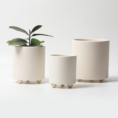 北欧简约素烧直筒陶瓷花盆多肉植物盆栽小陶盆透气陶土小粗陶