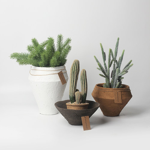 北欧简约陶土创意兰花绿萝蝴蝶兰多肉家用室内复古花盆 陶瓷广东