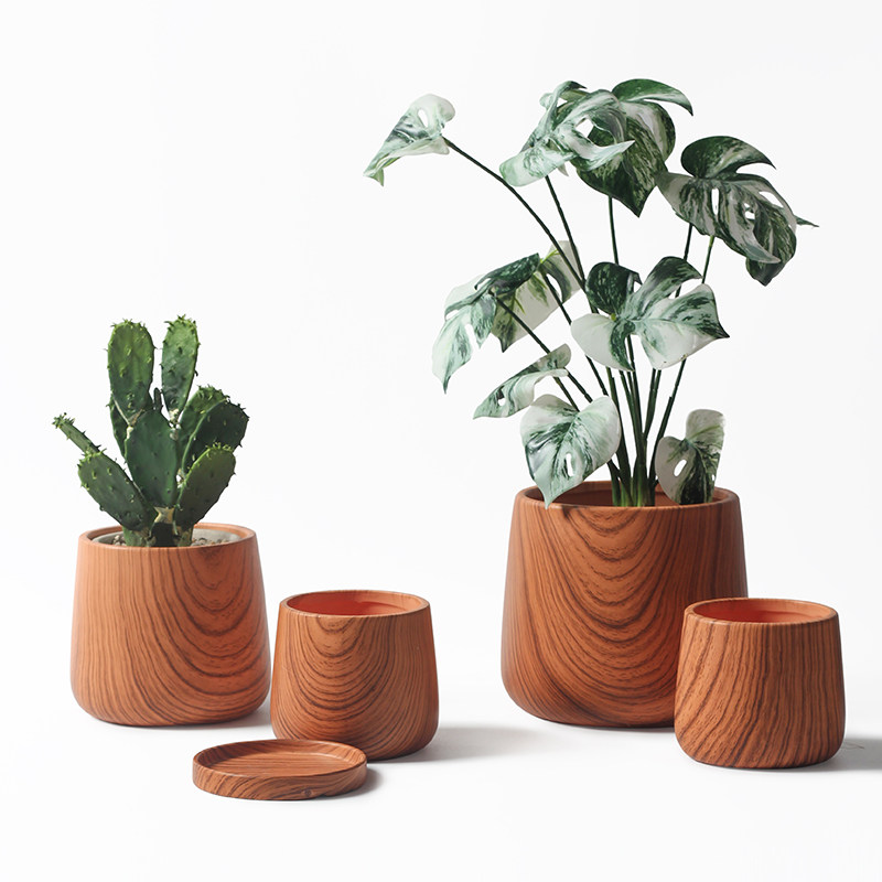 北欧风复古风圆形深木纹室内花盆陶瓷绿萝盆栽百搭大号花盆,鲜花速递/花卉仿真/绿植园艺,花盆,淘宝优惠券,粉丝福利购,淘宝优惠卷