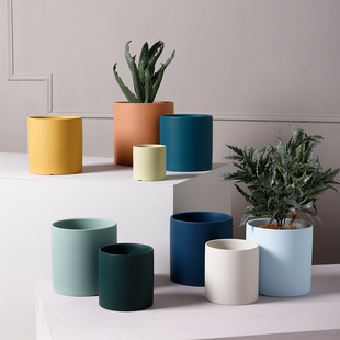 陶瓷花盆多肉北欧简约大号创意个性 兰花绿萝蝴蝶兰家用室内带托盘