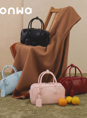 SONWA/原创 方糖墩墩波士顿 红色包包小号保龄球包手提斜挎枕头包