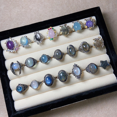 天然水晶彩宝戒指饰品