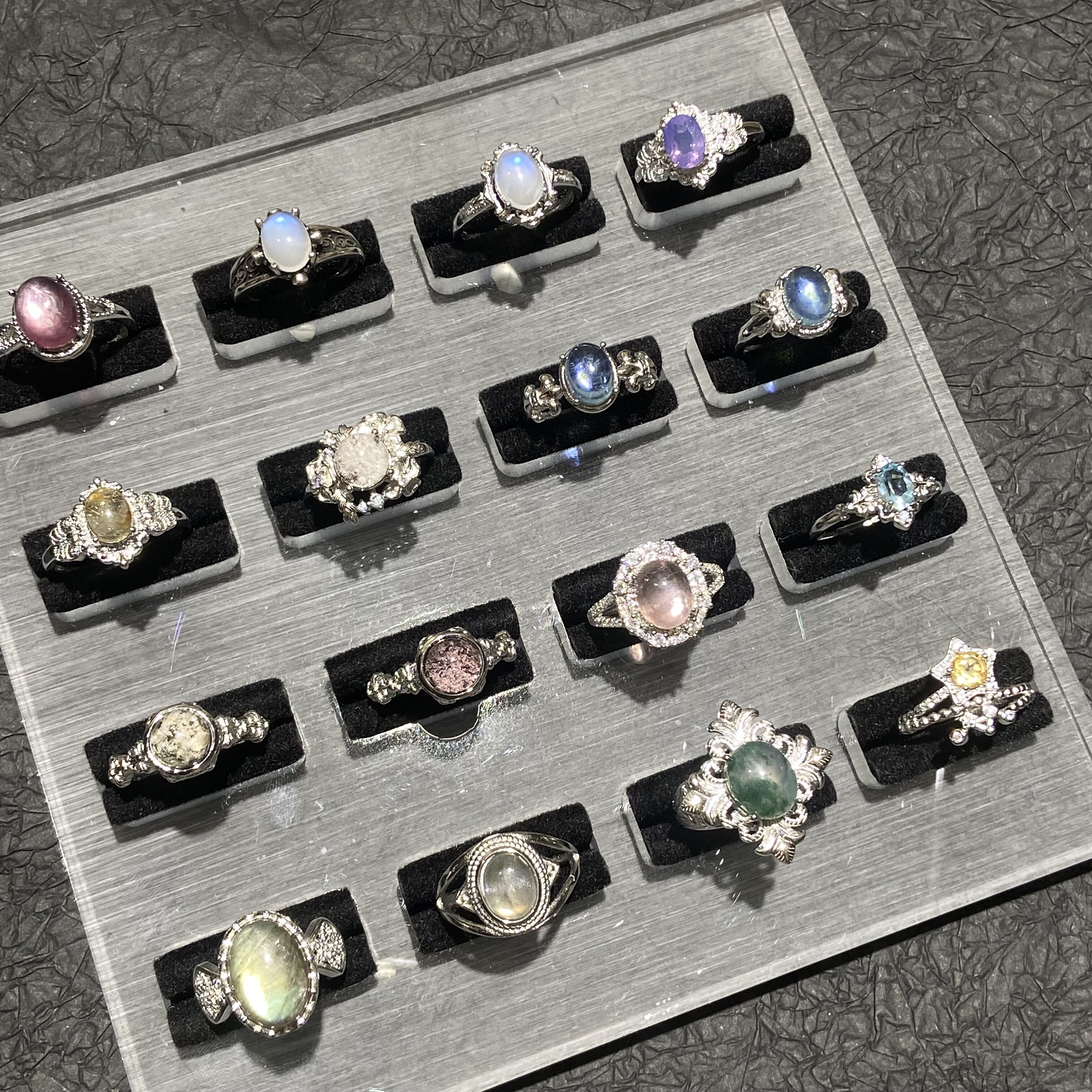 末泽天然水晶戒指精致小众秋冬氛围感海蓝宝幽灵黄水晶欧泊月光