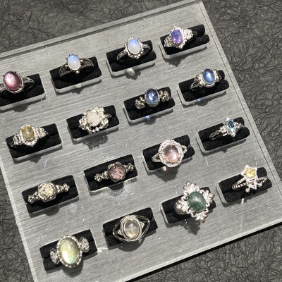 末泽天然水晶戒指精致小众秋冬氛围感海蓝宝幽灵黄水晶欧泊月光