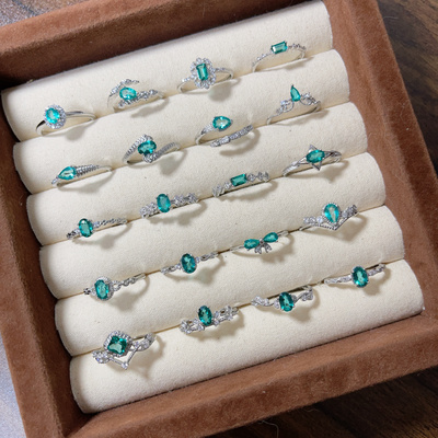 高级感帕拉伊巴戒指轻奢小众托帕石水晶彩宝超显白湖蓝色饰品流行