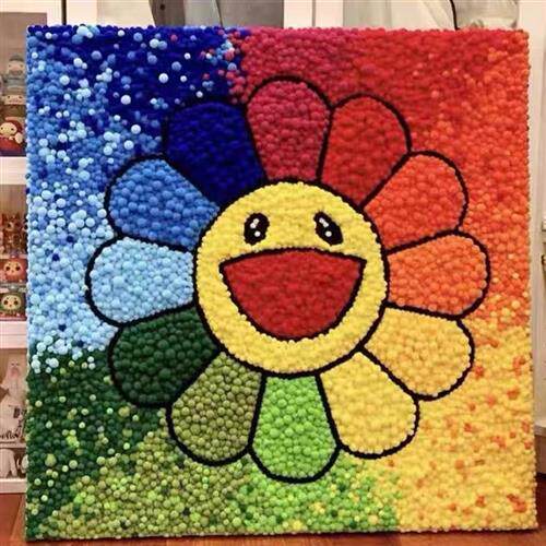 手工艺品太阳花diy材料毛球画解压自己做简约装饰画创意艺术网红