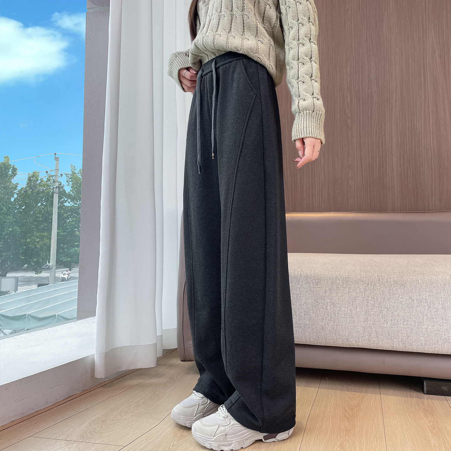 高个子加长款弯刀裤女