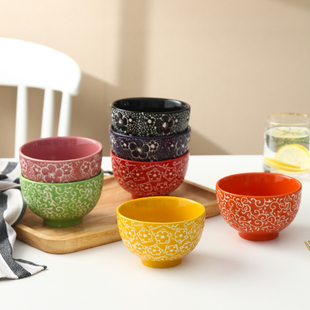 陶瓷碗米饭小汤碗日式 JIALICMJ新品 马卡龙彩色家用餐厅商用吃饭碗