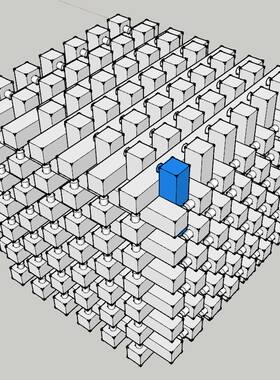 鲁班锁 孔明锁 sketchup草图大师su模型+制作数据 126格 18号