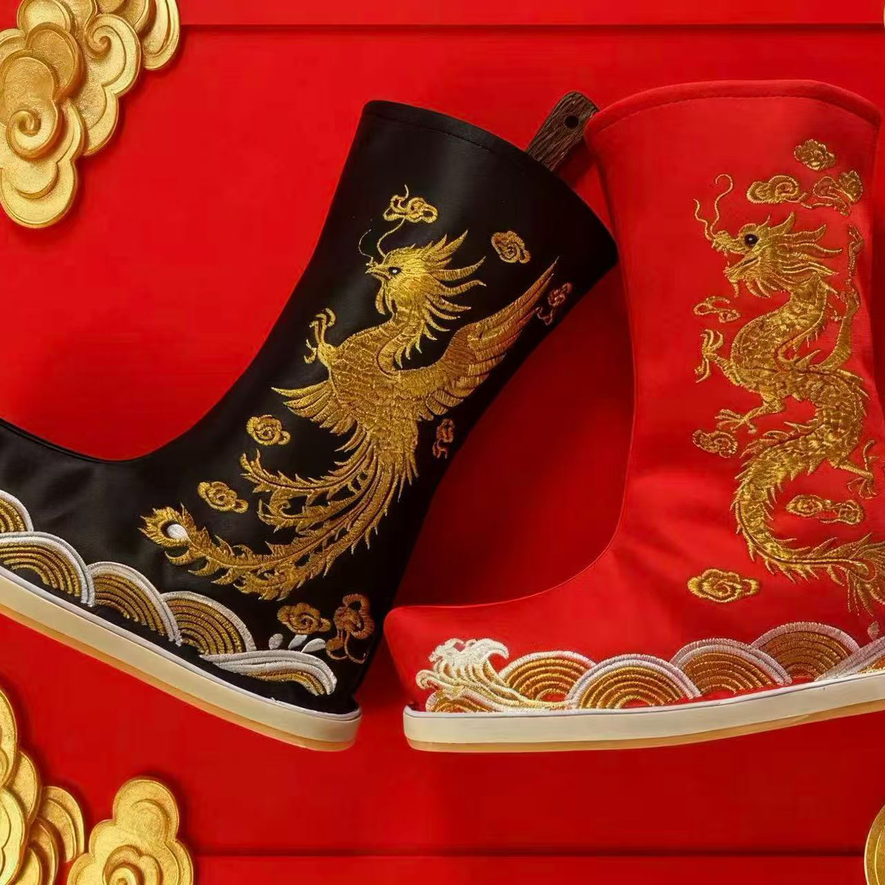 古装汉服鞋中式婚鞋高帮弓鞋男女皂靴摄影中国风官靴百搭武侠靴子