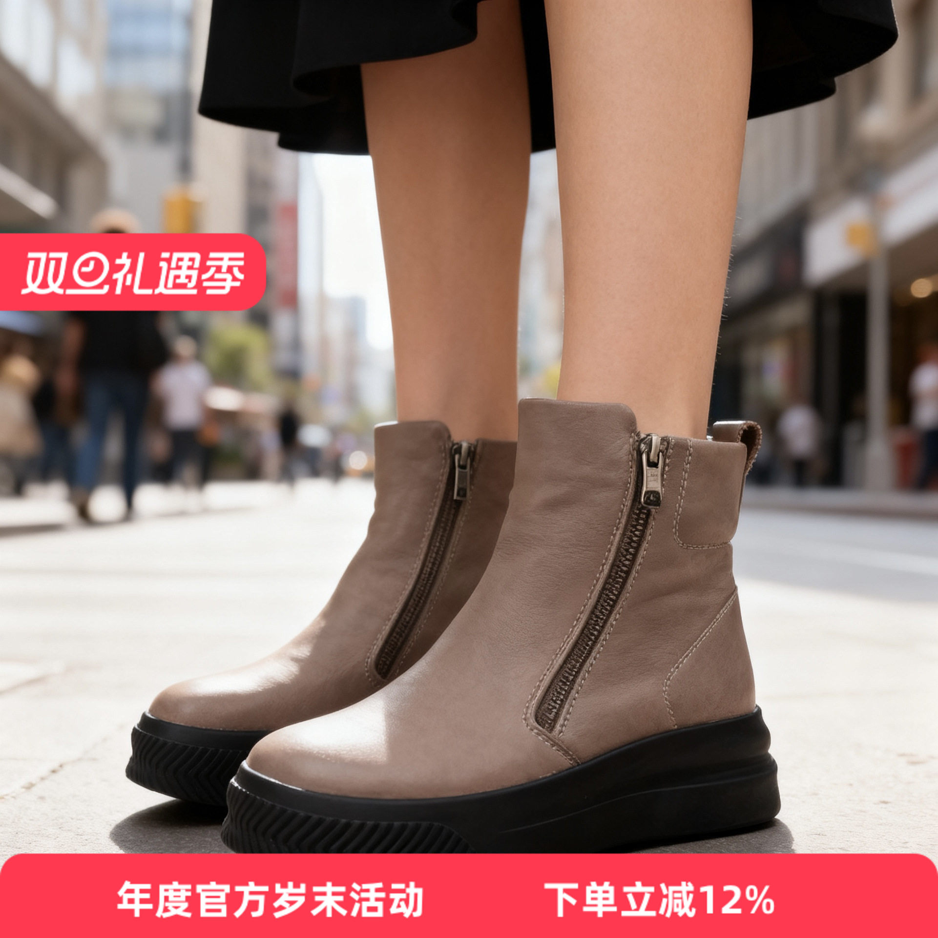 冬季头层软牛皮加绒切尔西