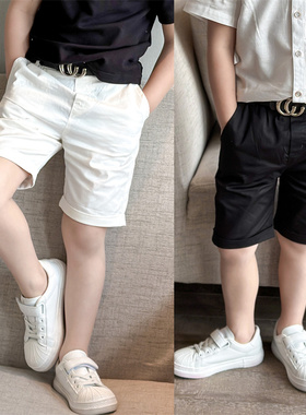 儿童短裤夏季男童白色中裤黑色五分裤中大童休闲西裤子百搭童装