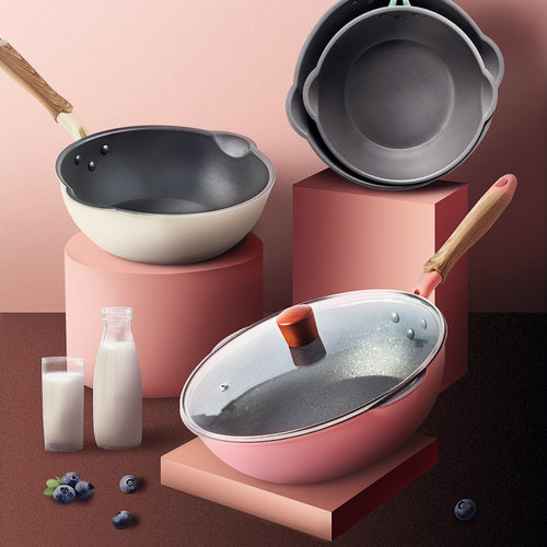 煤气灶煎炒两用麦饭石不粘锅