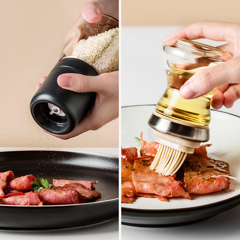 厨房小工具套装一体式烧烤刷油刷瓶硅胶花椒粉黑胡椒粉手动研磨器,厨房/烹饪用具,烧烤刷,淘宝优惠券,粉丝福利购,淘宝优惠卷