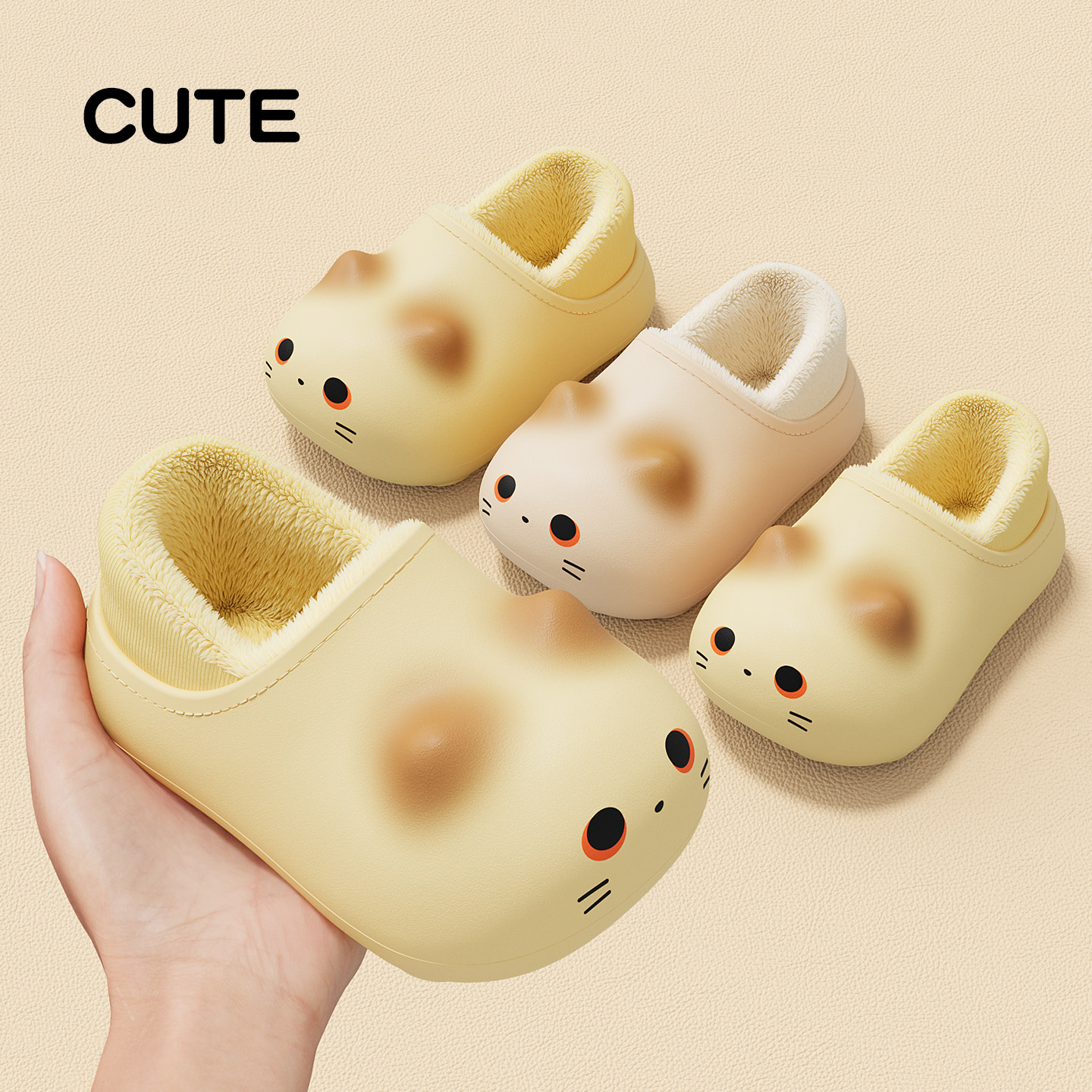 卡通小猫儿童棉拖鞋女童冬季室内家居防水毛毛绒保暖亲子棉鞋女孩,居家布艺,居家棉拖/棉鞋,淘宝优惠券,粉丝福利购,淘宝优惠卷
