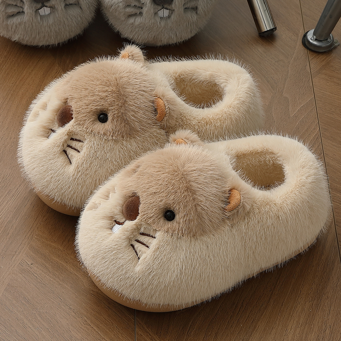 棉拖鞋女款冬季2025新款可爱厚底防滑包跟保暖毛毛绒棉鞋女士冬天