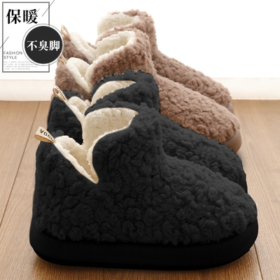 毛毛加绒踩屎感棉拖鞋男女款防风