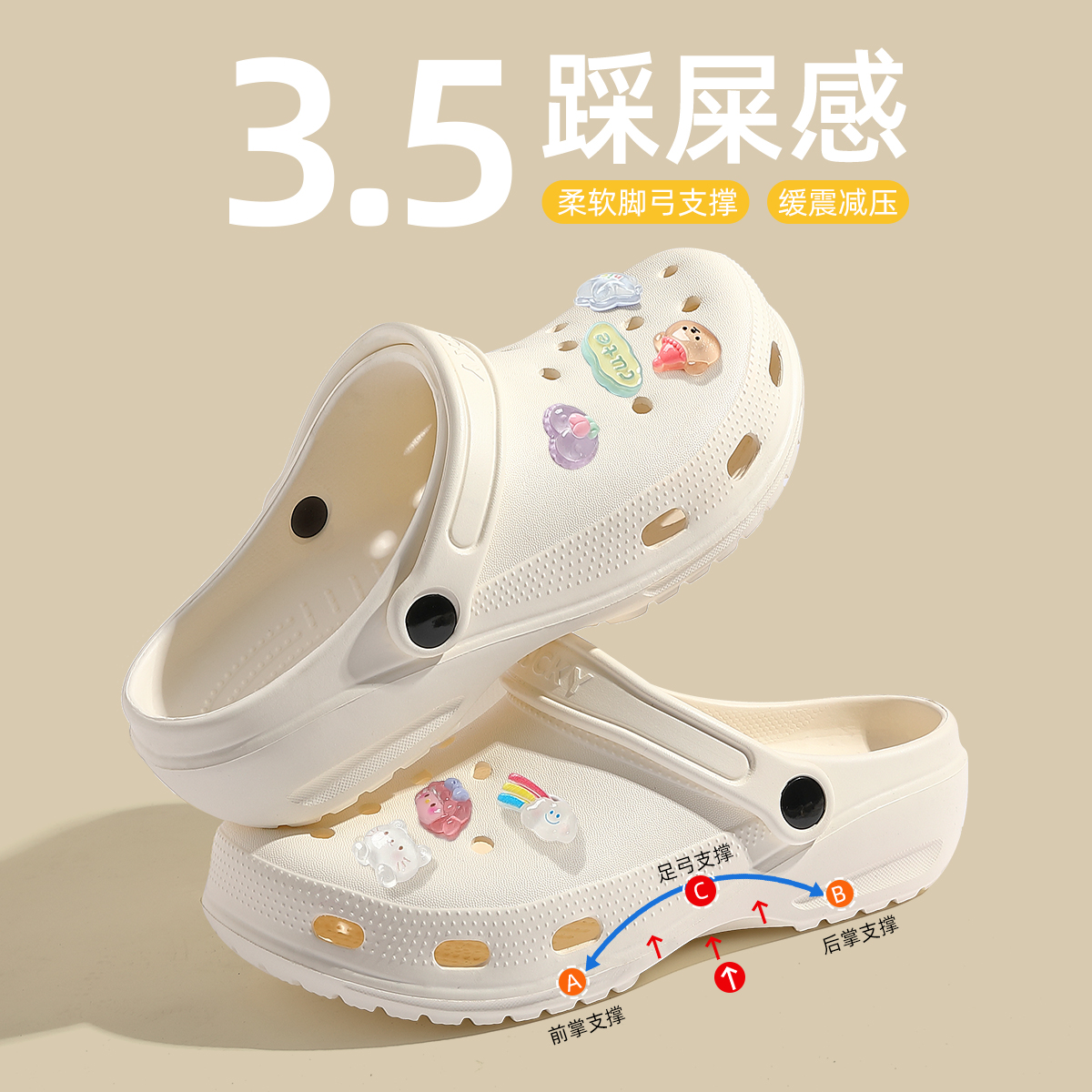 足弓支撑包头洞洞鞋女夏2025新款