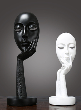 北欧创意人脸白色工艺品摆饰现代简约艺术品客厅样板房电视柜摆设