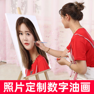 缘色数字油画定制照片diy手工自绘填色减压画人物情侣订制油彩画