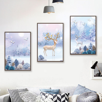 缘色diy数字油画三联三拼手绘填色油彩装饰画北欧鹿大幅客厅挂画|ruв категории Домашний быт, декоративная живопись, DIY/цифровой живописи - от Buy2taobao.com для оказания профессиональной услуги покупки агента Taobao