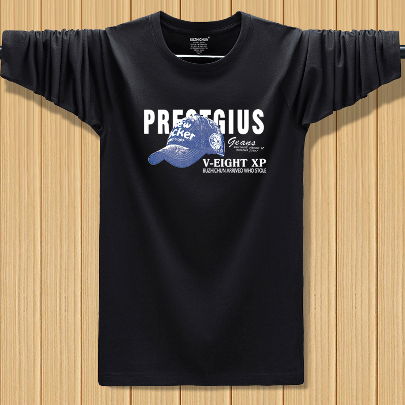 100%纯棉春秋长袖t恤男圆领宽松