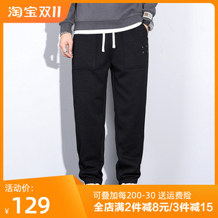 简约大号束脚长裤 2023秋冬新品 宽松加肥加大码 休闲长裤 子 胖子男装