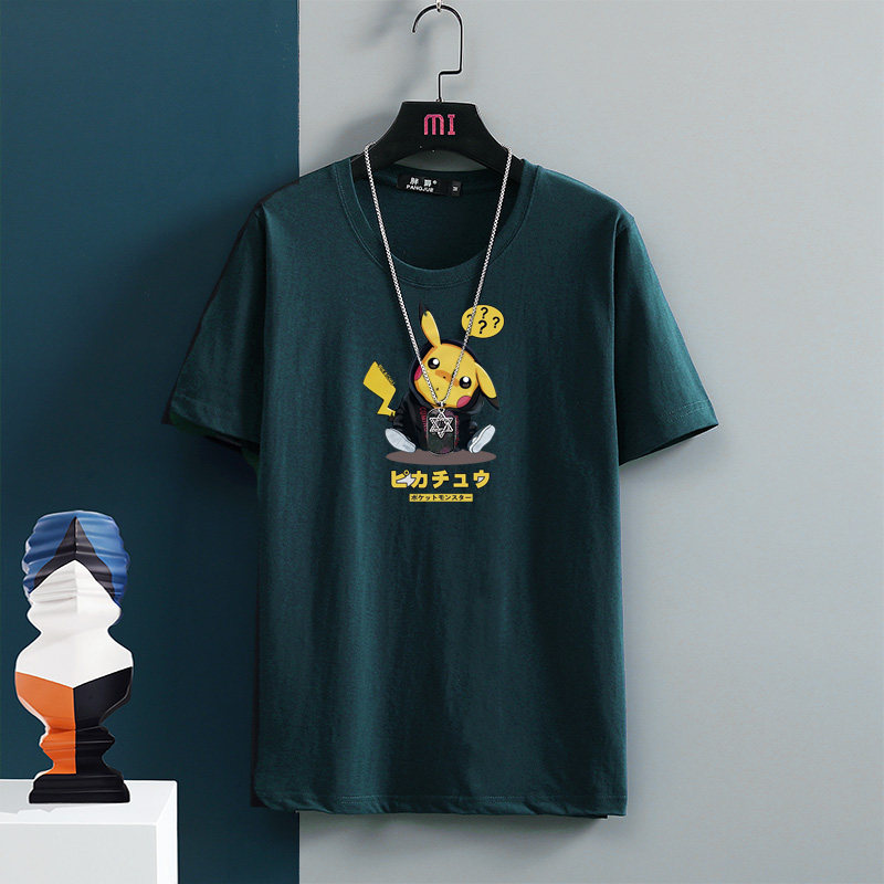 2026夏季纯棉薄款短袖T恤男 加肥加大码宽松汗衫休闲胖子潮上衣丅