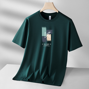 休闲大号T恤汗衫 夏季 320斤可穿半袖 t恤男宽松100 100纯棉胖子短袖