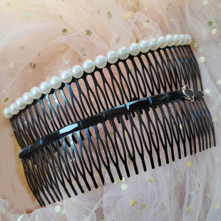 30齿插梳特长铁齿可折弧度隐黑色刘海发梳碎发梳大人带齿镶钻发箍