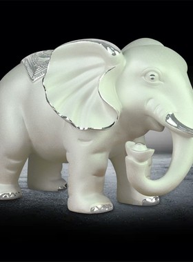 招财大象摆件纯银家居装饰品