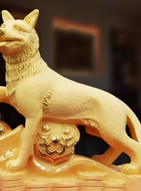 绒沙金十二生肖狗家居摆件新品商务礼品绒沙金金狗