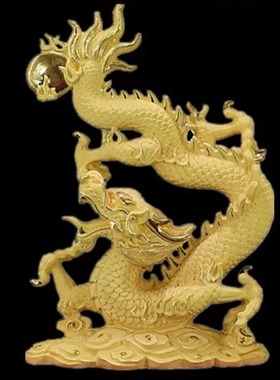 金龙摆件绒沙金工艺客厅家居摆设办公室装饰品店铺开业礼品生肖龙