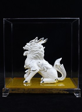 银麒麟摆件一对纯银送礼品